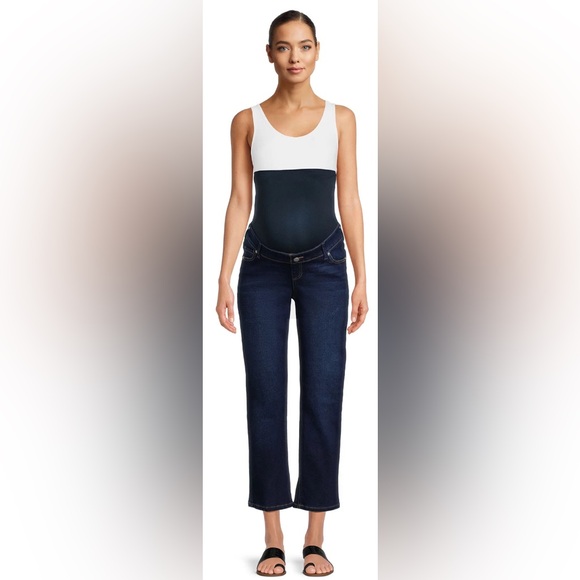 Time and Tru Women's Maternity Straight Jeans with Belly Band - Picture 3 of 7